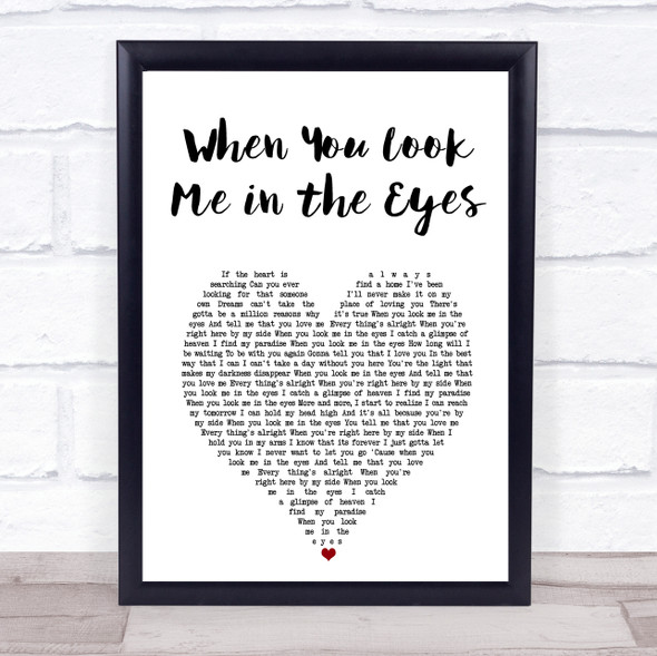 Jonas Brothers When You Look Me in the Eyes White Heart Song Lyric Print