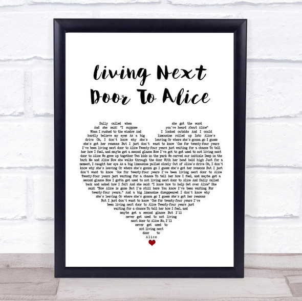 Smokie Living Next Door To Alice White Heart Song Lyric Print