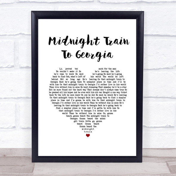 Gladys Knight And The Pips Midnight Train To Georgia White Heart Song Lyric Print