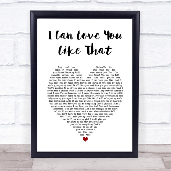 John Michael Montgomery I Can Love You Like That White Heart Song Lyric Print