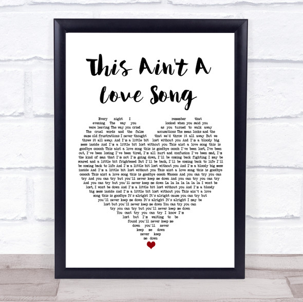 Scouting For Girls This Ain't A Love Song White Heart Song Lyric Print