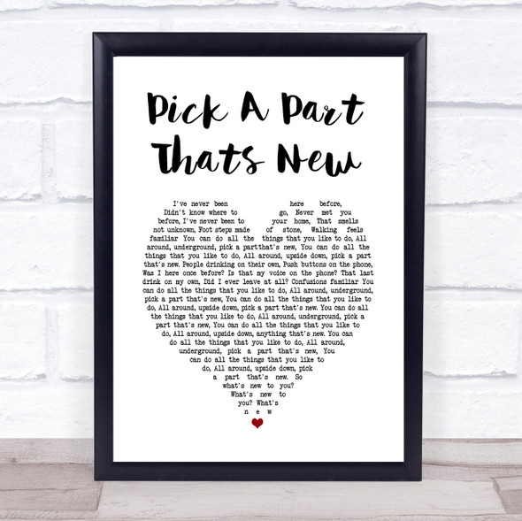 Stereophonics Pick A Part Thats New White Heart Song Lyric Print