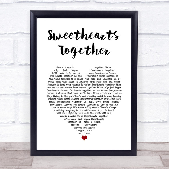 The Rolling Stones Sweethearts Together White Heart Song Lyric Print