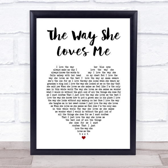 Cody Johnson The Way She Loves Me White Heart Song Lyric Print