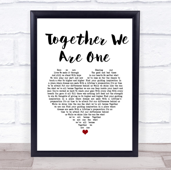 Delta Goodrem Together We Are One White Heart Song Lyric Print