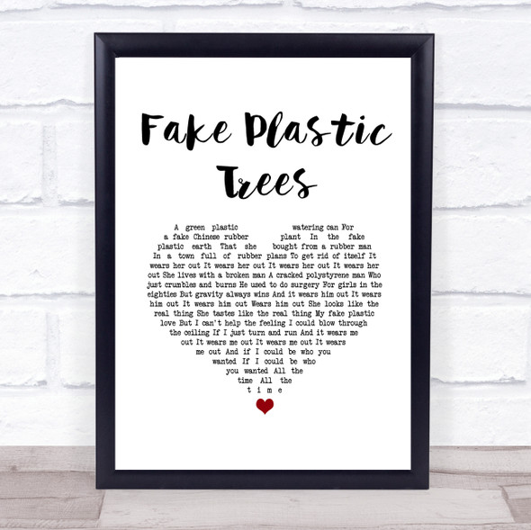 Radiohead Fake Plastic Trees White Heart Song Lyric Print