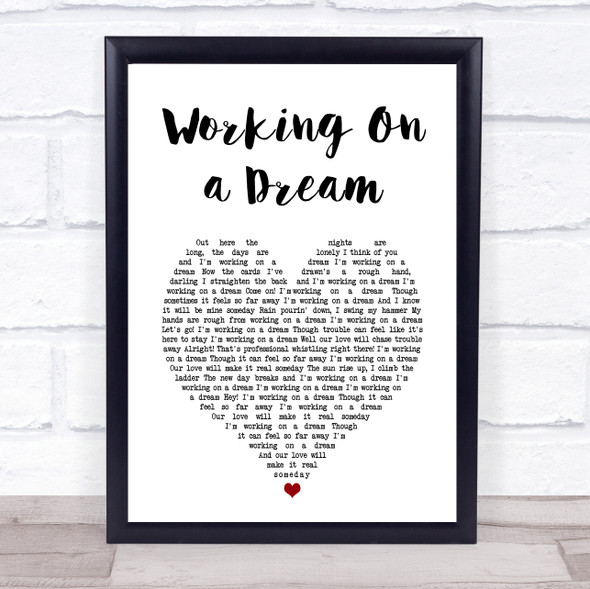 Bruce Springsteen Working On a Dream White Heart Song Lyric Print
