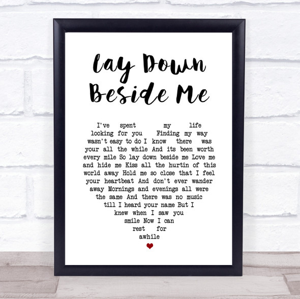 Don Williams Lay Down Beside Me White Heart Song Lyric Print