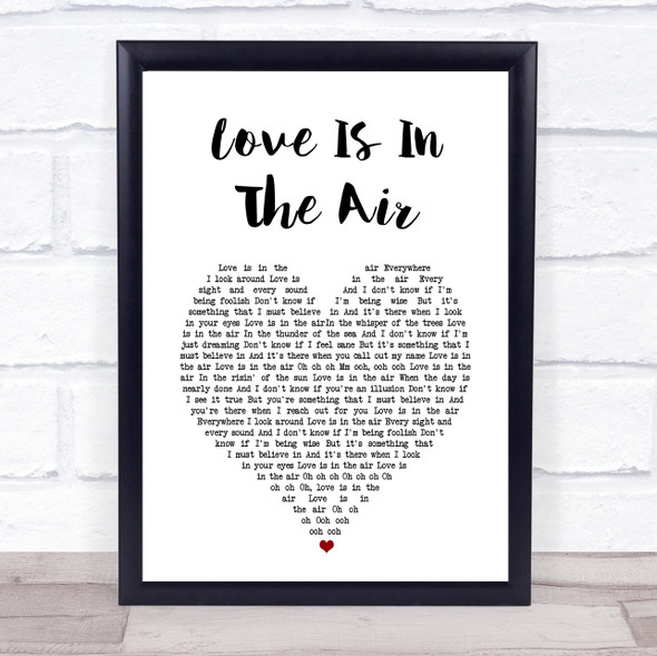 John Paul Young Love Is In The Air White Heart Song Lyric Print