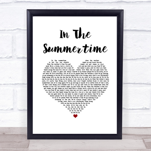 Mungo Jerry In The Summertime White Heart Song Lyric Print