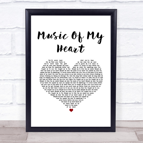 Gloria Estefan Music Of My Heart White Heart Song Lyric Print