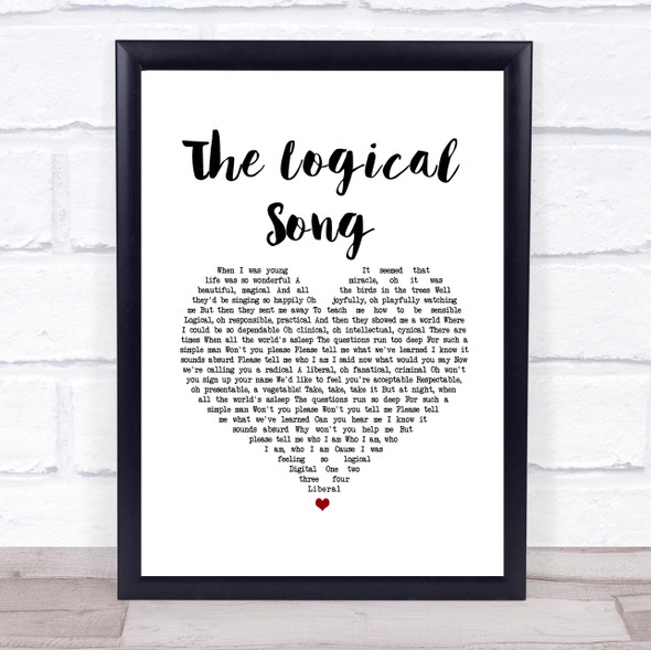 Supertramp The Logical Song White Heart Song Lyric Print