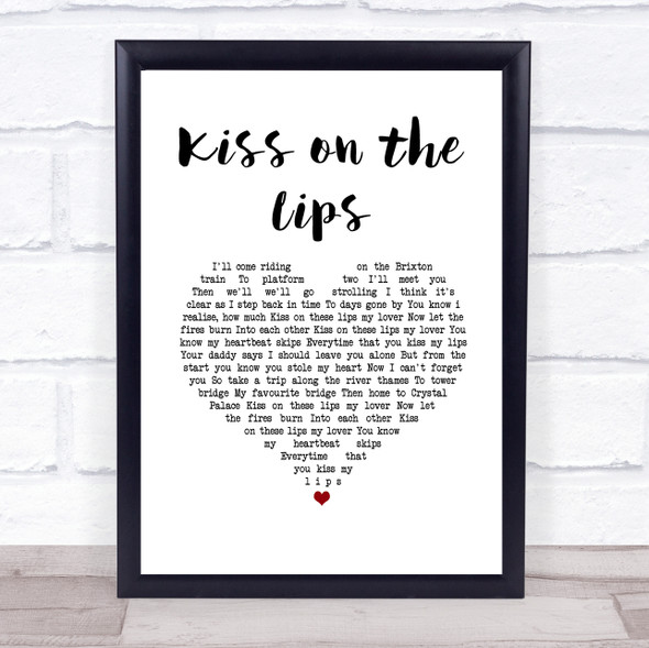 The Dualers Kiss on the Lips White Heart Song Lyric Print