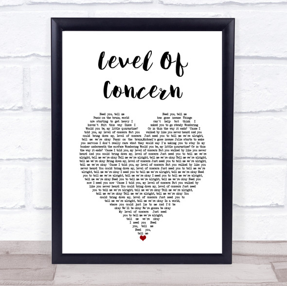 Twenty One Pilots Level Of Concern White Heart Song Lyric Print