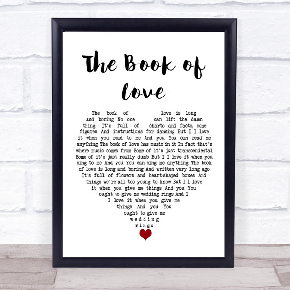 Gavin James The Book of Love White Heart Song Lyric Print