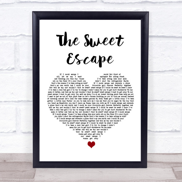 Gwen Stefani The Sweet Escape White Heart Song Lyric Print