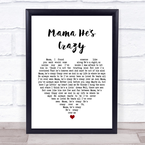 The Judds Mama He's Crazy White Heart Song Lyric Print