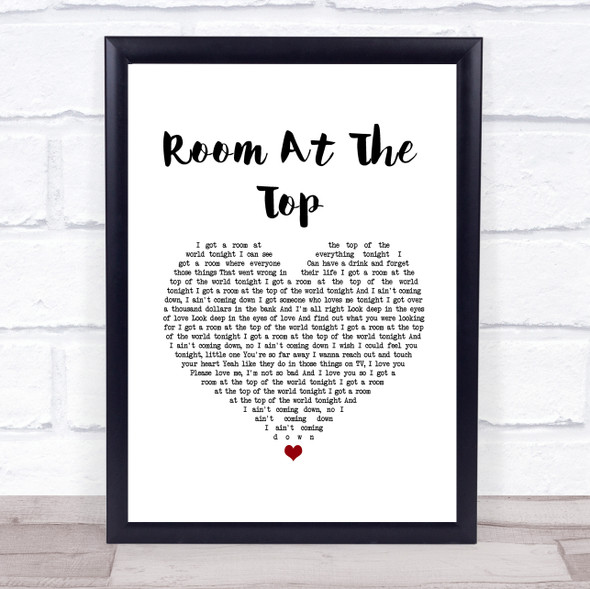 Tom Petty And The Heartbreakers Room At The Top White Heart Song Lyric Print