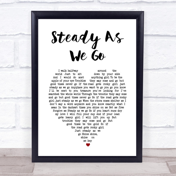 Dave Matthews Band Steady As We Go White Heart Song Lyric Print