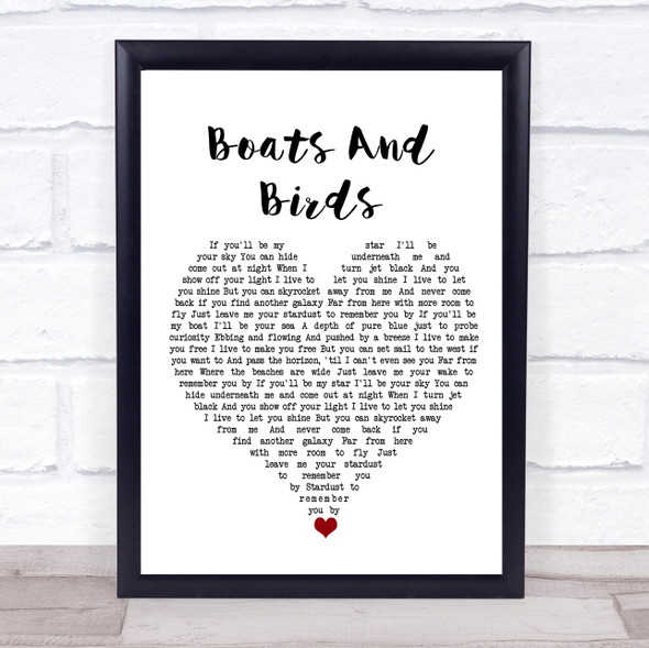 Gregory And The Hawk Boats And Birds White Heart Song Lyric Print