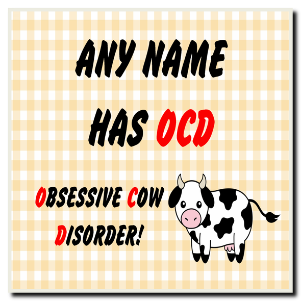 Funny Obsessive Disorder Cow Yellow Coaster