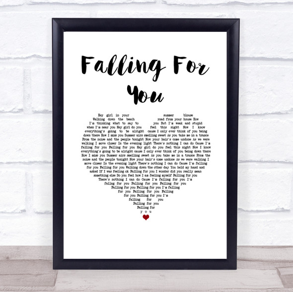 Mercury Falling For You White Heart Song Lyric Print