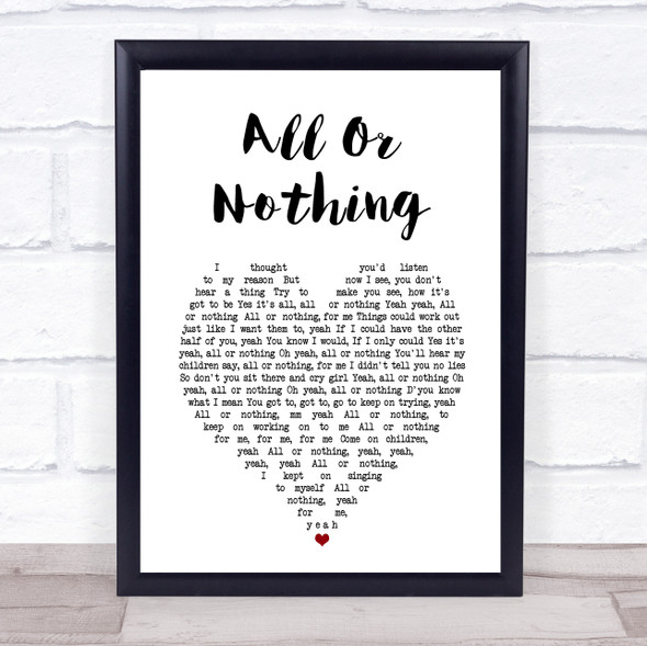 Small Faces All Or Nothing White Heart Song Lyric Print