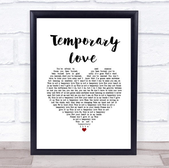 Ben Platt Temporary Love White Heart Song Lyric Print