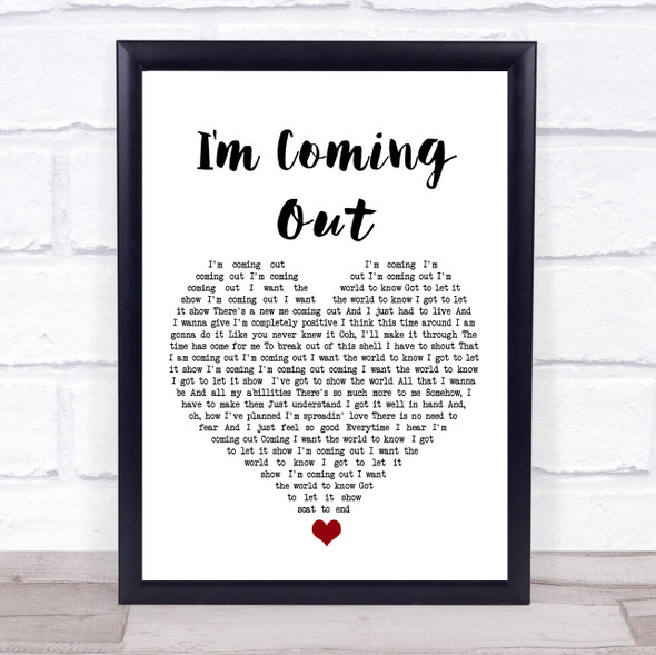 Diana Ross I'm Coming Out White Heart Song Lyric Print