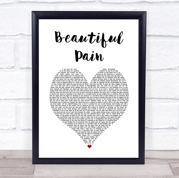 Eminem Beautiful Pain White Heart Song Lyric Print