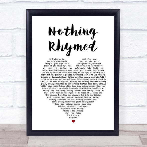 Gilbert O'Sullivan Nothing Rhymed White Heart Song Lyric Print