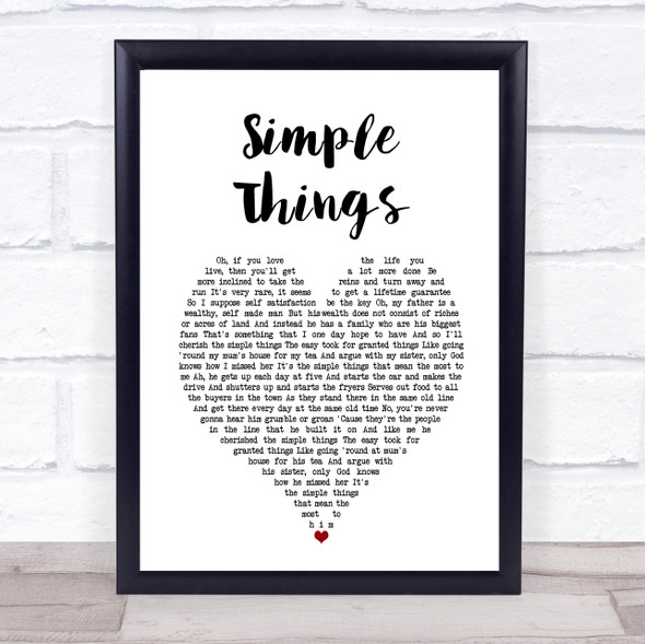 Paolo Nutini Simple Things White Heart Song Lyric Print