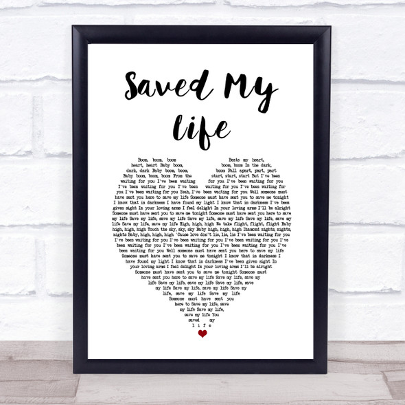 Sia Saved My Life White Heart Song Lyric Print