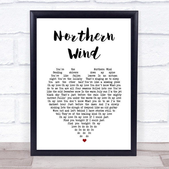 City And Colour Northern Wind White Heart Song Lyric Print