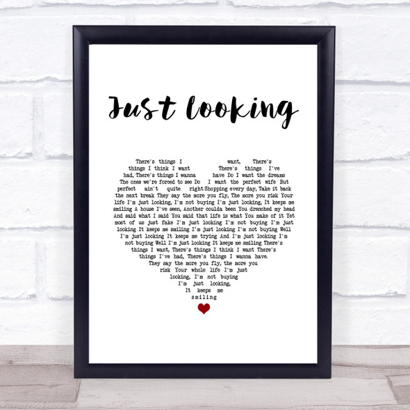 Stereophonics Just Looking White Heart Song Lyric Print