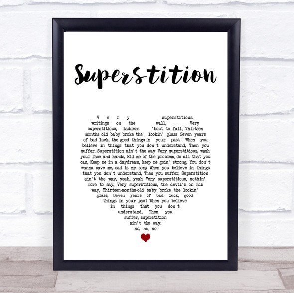 Stevie Wonder Superstition White Heart Song Lyric Print