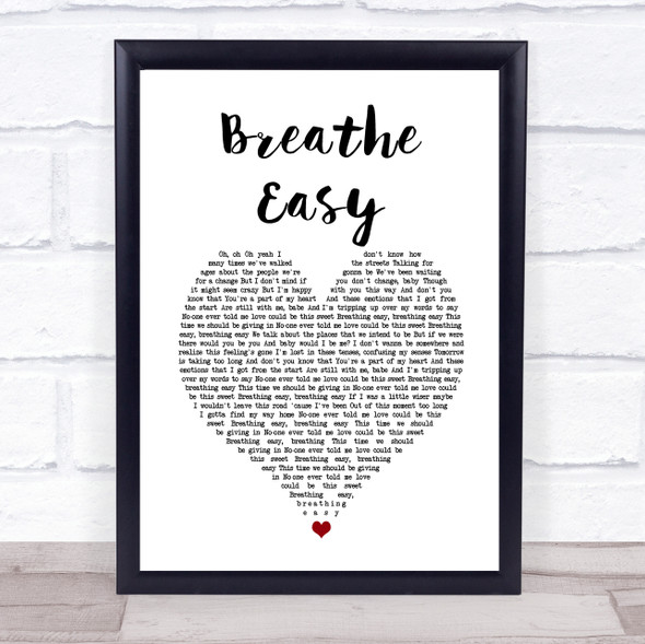 Sugababes Breathe Easy White Heart Song Lyric Print