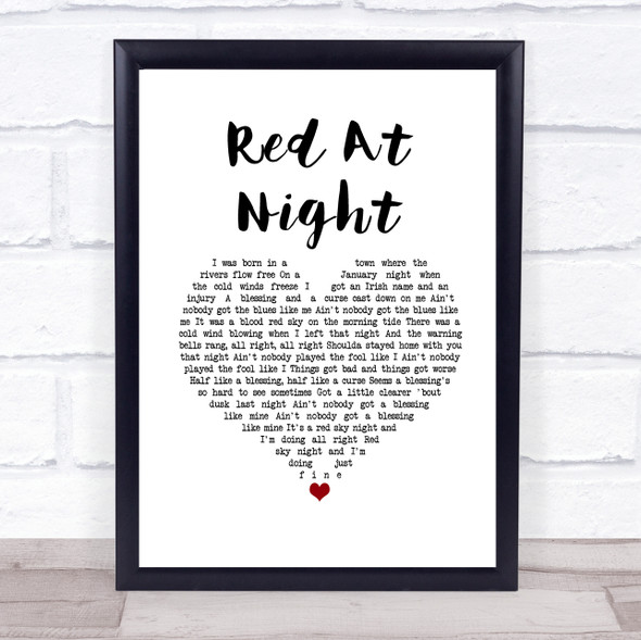 The Gaslight Anthem Red At Night White Heart Song Lyric Print