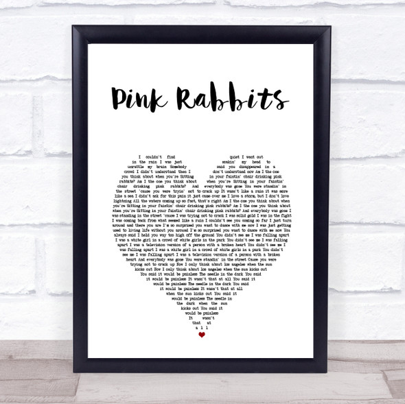 The National Pink Rabbits White Heart Song Lyric Print