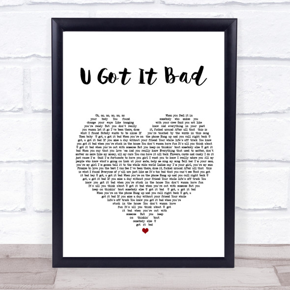 Usher U Got It Bad White Heart Song Lyric Print