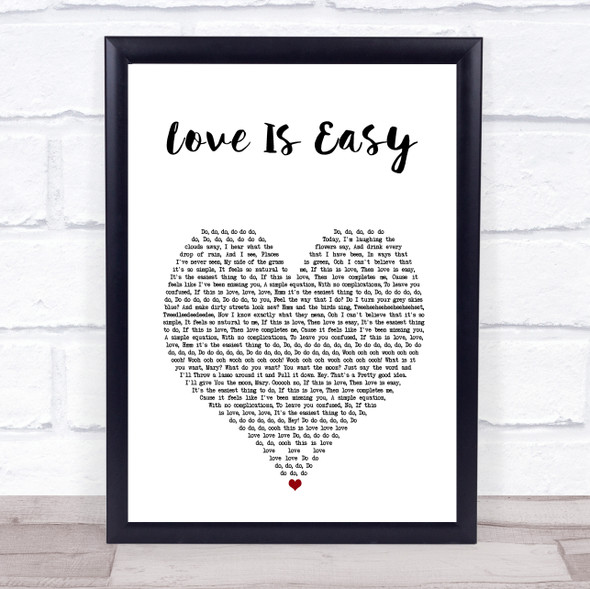 McFly Love Is Easy White Heart Song Lyric Print