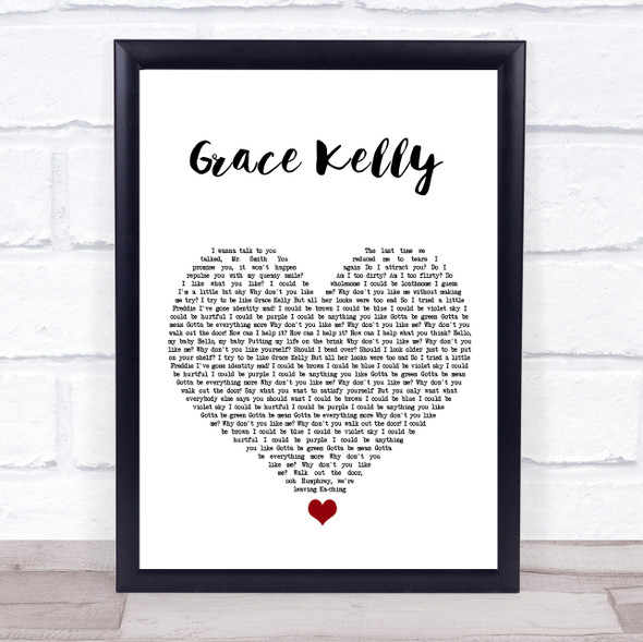 MIKA Grace Kelly White Heart Song Lyric Print