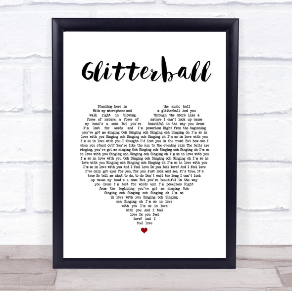 Sigma Glitterball White Heart Song Lyric Print