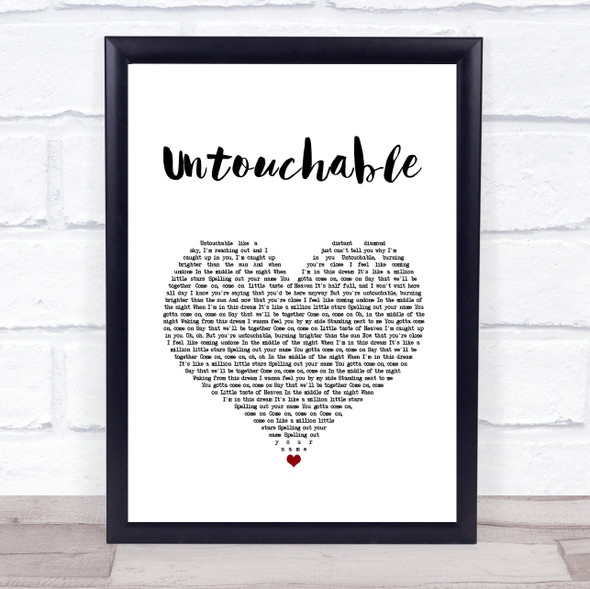 Taylor Swift Untouchable White Heart Song Lyric Print