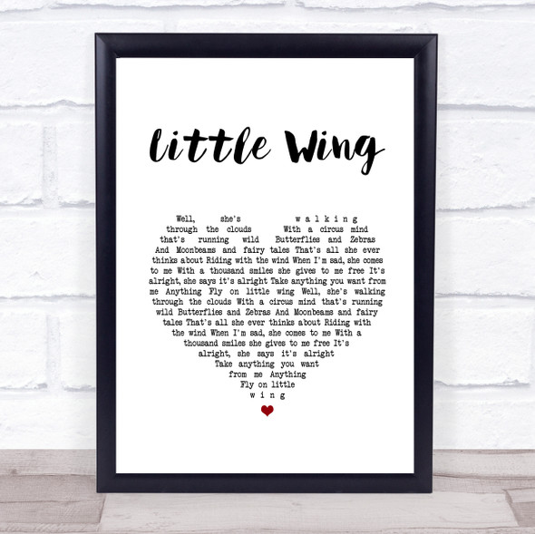 Jimi Hendrix Little Wing White Heart Song Lyric Print