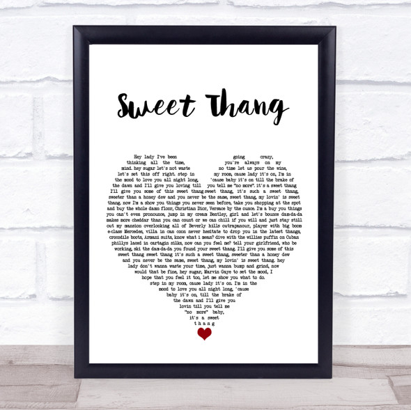Jonestown Sweet Thang White Heart Song Lyric Print