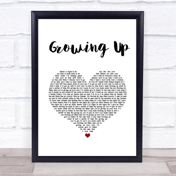 Run River North Growing Up White Heart Song Lyric Print