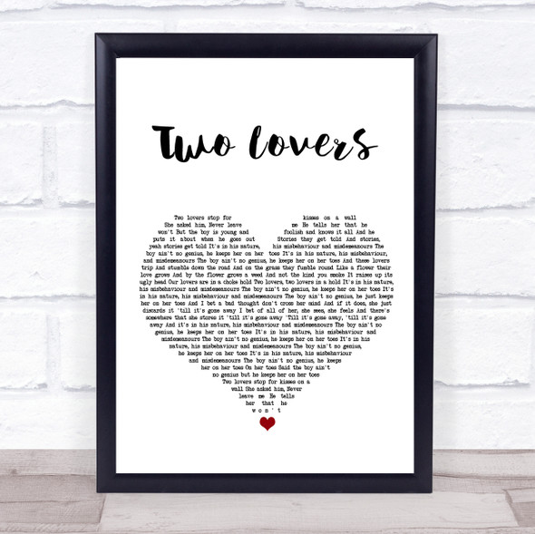 The Twang Two Lovers White Heart Song Lyric Print