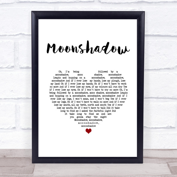 Cat Stevens Moonshadow White Heart Song Lyric Print