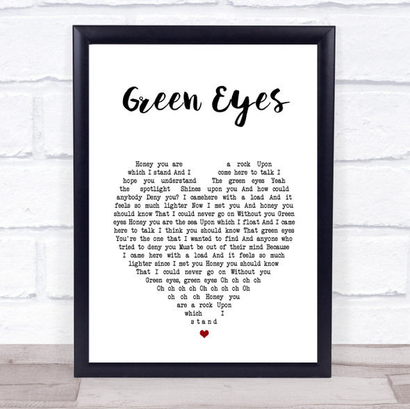 Coldplay Green Eyes White Heart Song Lyric Print